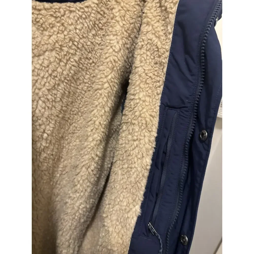 Pantagonia‎ Sherpa Lined Coat/Parka With Hood Mens XL Navy Blue